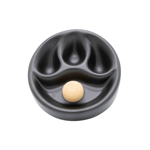 黑色霚面陶瓷三斗座煙灰皿（義大利製）